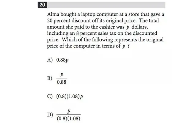 Sample SAT Math Question