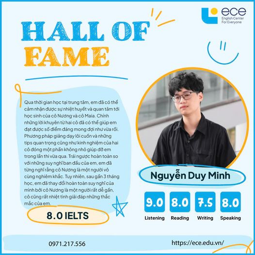 Chúc mừng học viên Nguyễn Duy Minh với thành tích xuất sắc