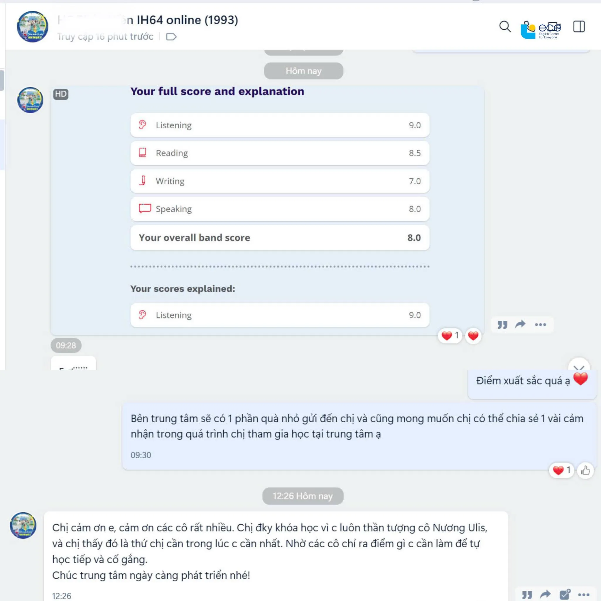 Student reports 8.0 Overall IELTS with 9.0 in Listening and 8.5 in Reading