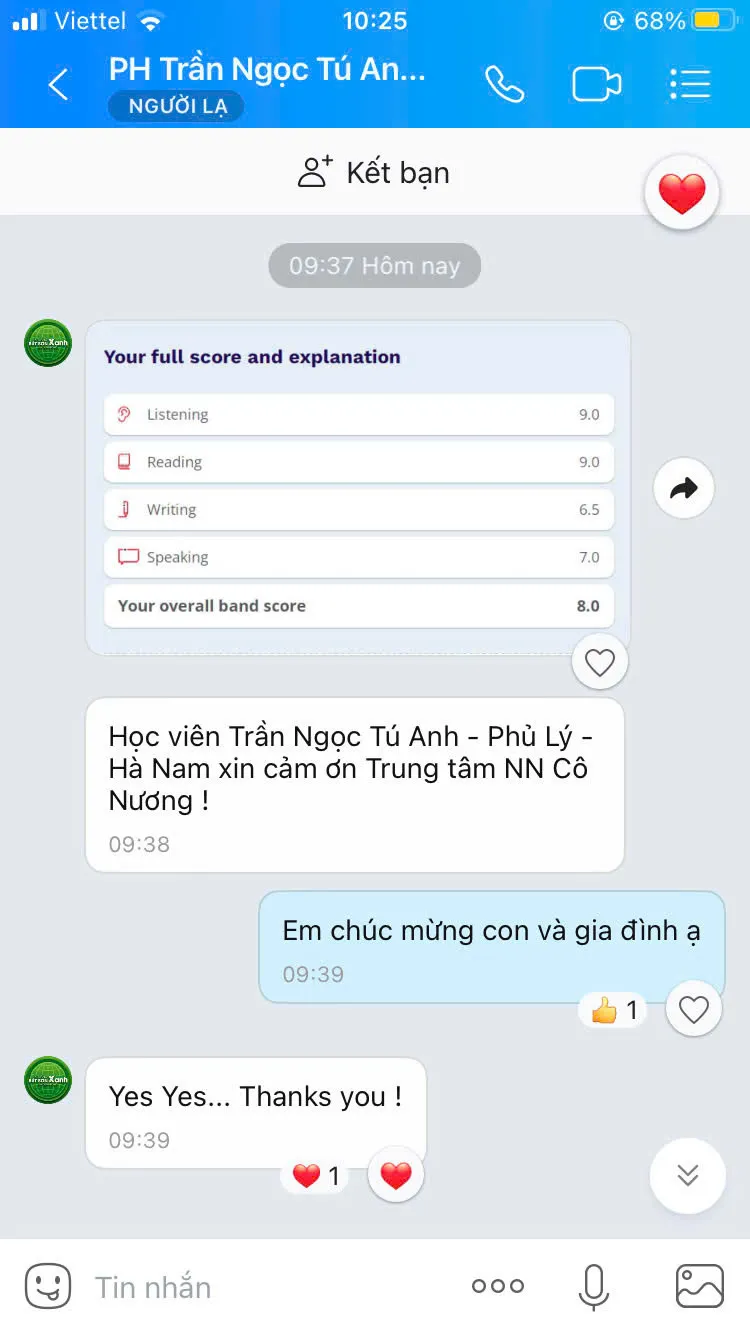 Student Tran Ngoc Tu Anh reports 8.0 Overall IELTS to ECE