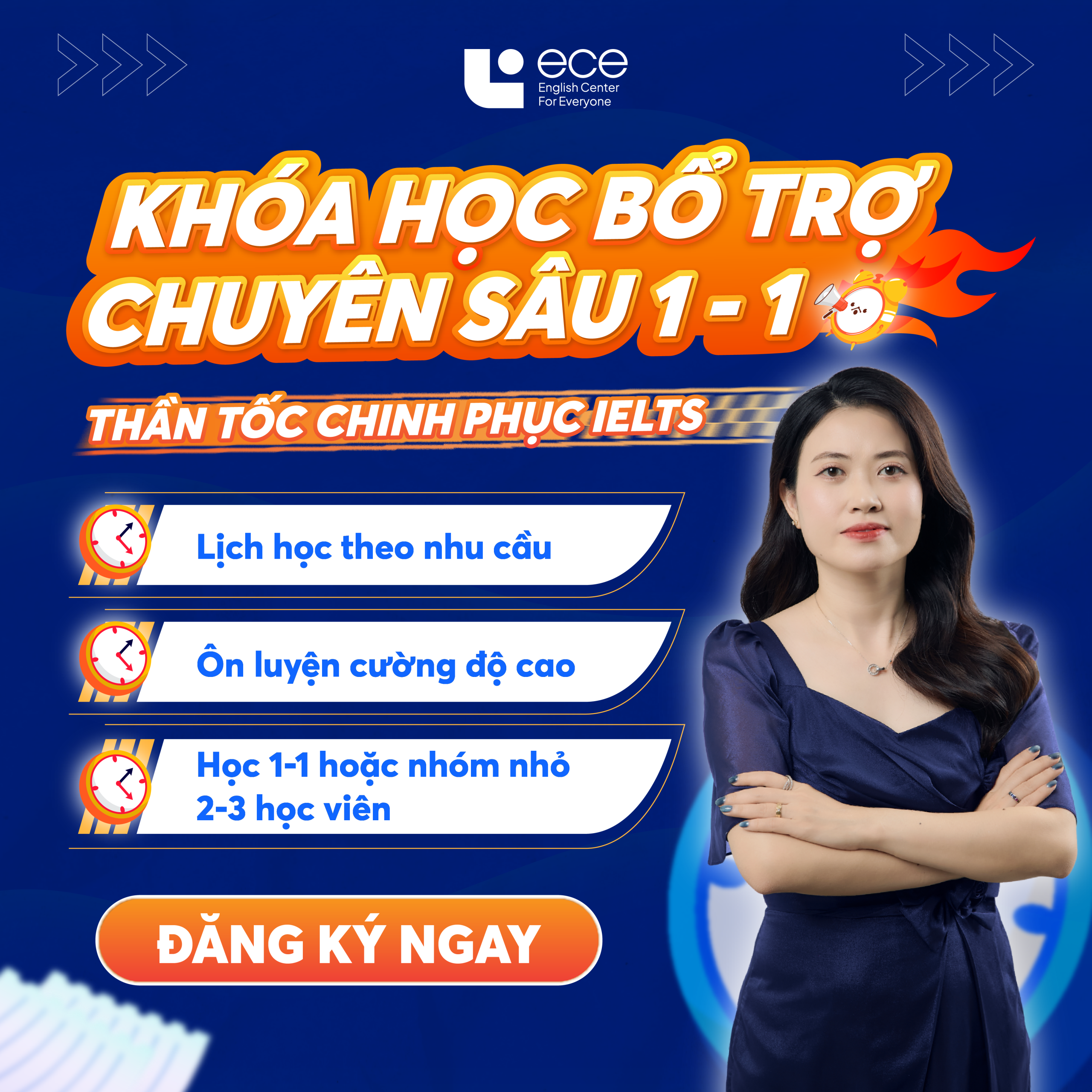 Thông tin khoá học bổ trợ chuyên sâu IELTS 1 - 1 tại ECE