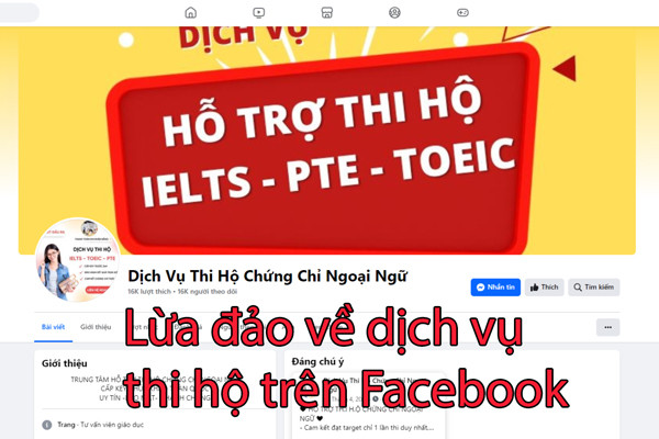 Lừa đảo về dịch vụ thi hộ IELTS trên Facebook