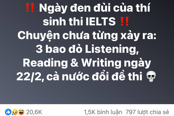 Sự kiện đổi đề thi IELTS ngày 22/02/2025 nhận được sự quan tâm của không ít người