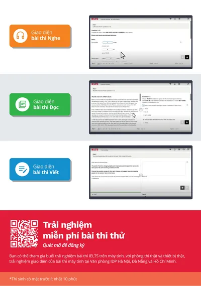 Computer-delivered IELTS Listening, Reading, and Writing interface