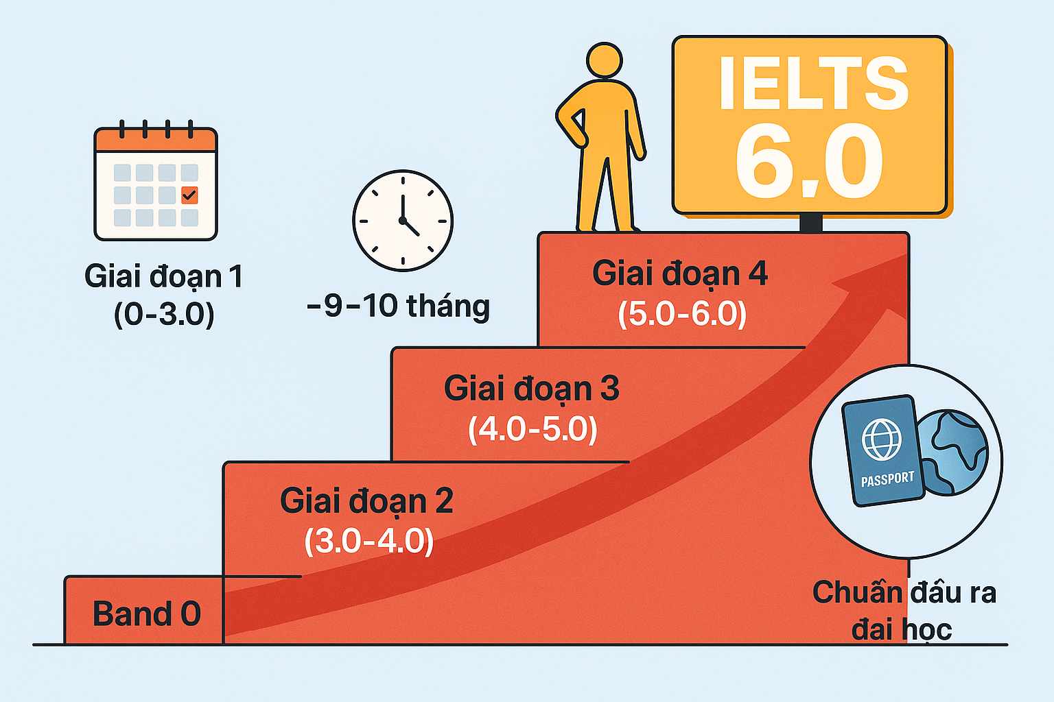 Thời gian cần thiết để đạt mốc IELTS 6.0
