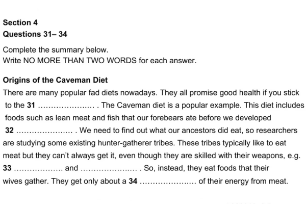 Dạng Completion IELTS Listening
