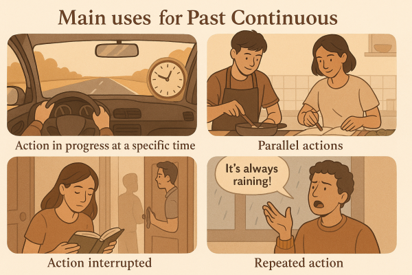 Cách dùng thì quá khứ tiếp diễn