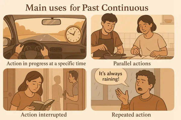 Detailed Usage of the Past Continuous
