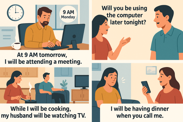 Cách dùng thì tương lai tiếp diễn