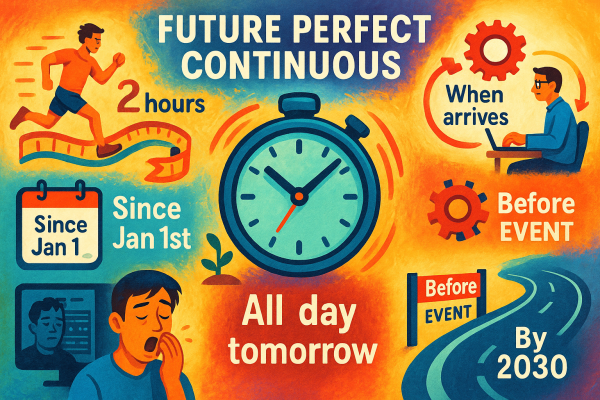 Dấu hiệu nhận biết thì tương lai hoàn thành tiếp diễn