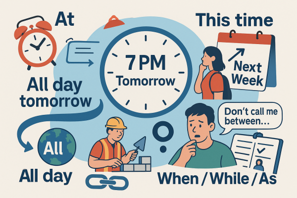 Dấu hiệu nhận biết thì tương lai tiếp diễn