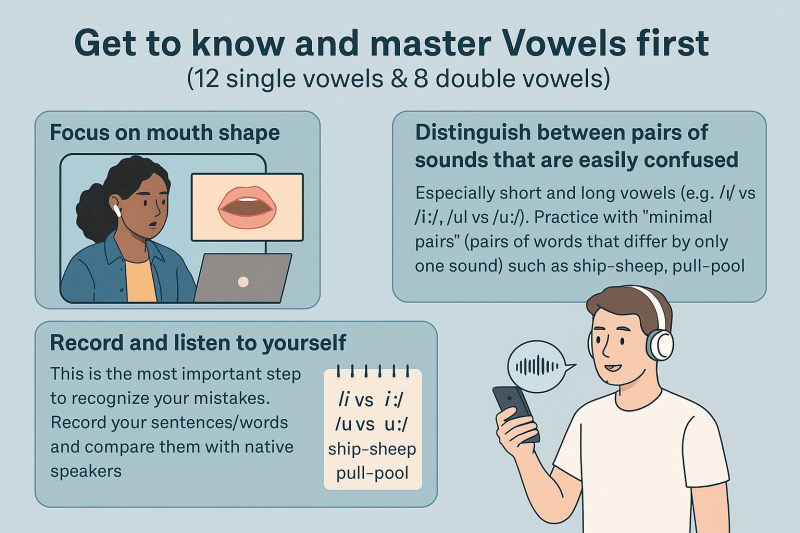 Làm quen và nắm vững nguyên âm