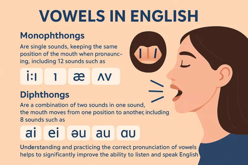 Monophthongs and diphthongs in the IPA chart