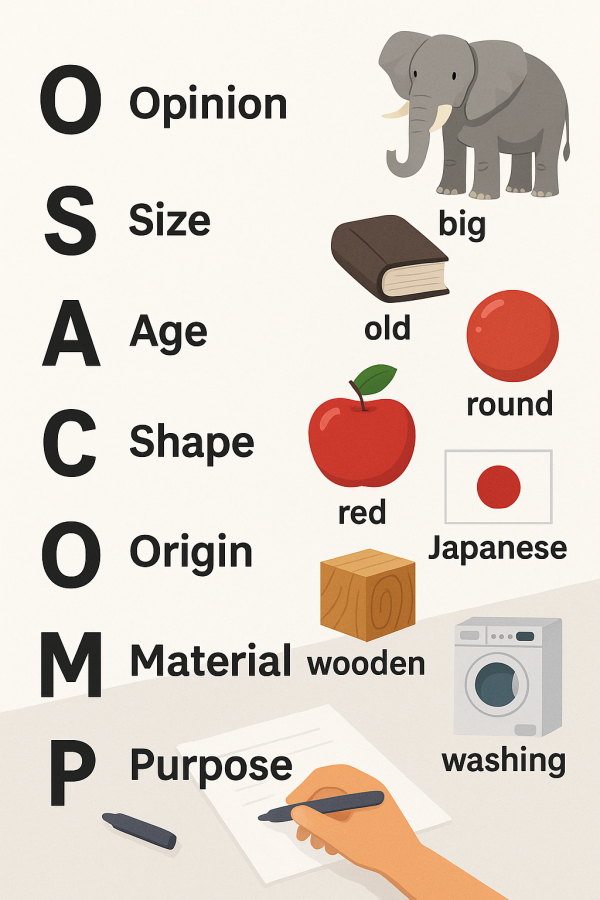 Quy tắc OSASCOMP cho từng loại tính từ