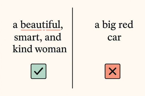 Quy tắc dấu phẩy khi sử dụng nhiều tính từ