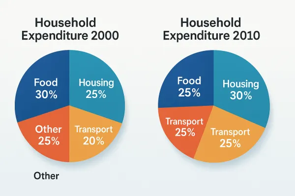 Example: A chart showing household expenditure in 2000 and 2010.