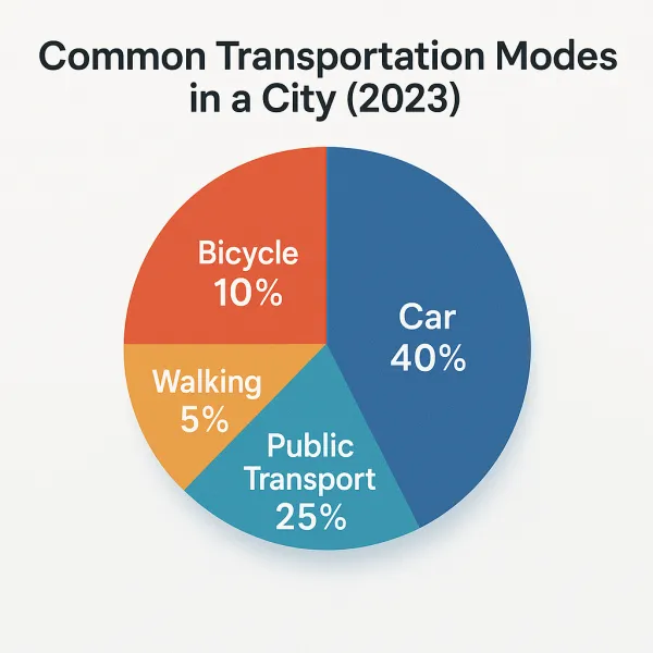 Example: A chart showing the proportion of popular transport modes in a city in 2023.