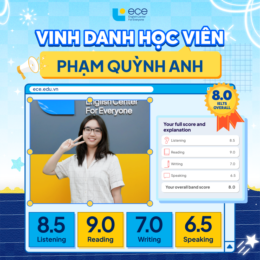 ECE vinh danh học viên Phạm Quỳnh Anh đạt thành tích 8.0 IELTS