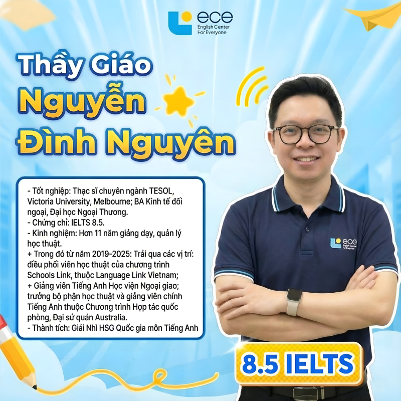 Thầy Nguyễn Đình Nguyên - Giáo viên 8.5 IELTS tại ECE