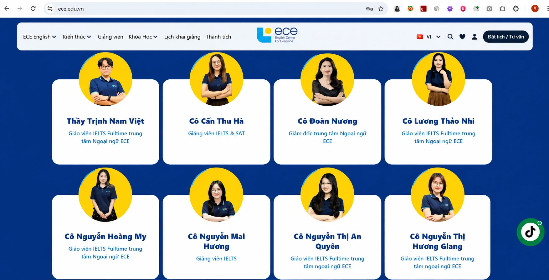 Giao dien moi website trung tam ngoai ngu ece
