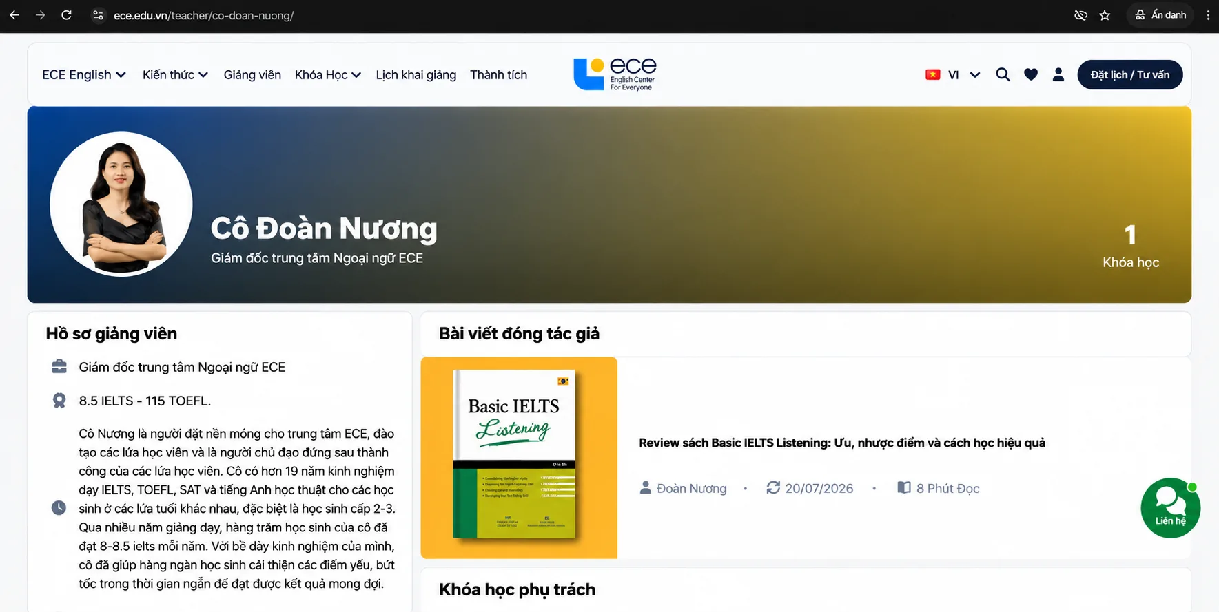 Thông tin về trình độ, kinh nghiệm giảng dạy của từng giáo viên